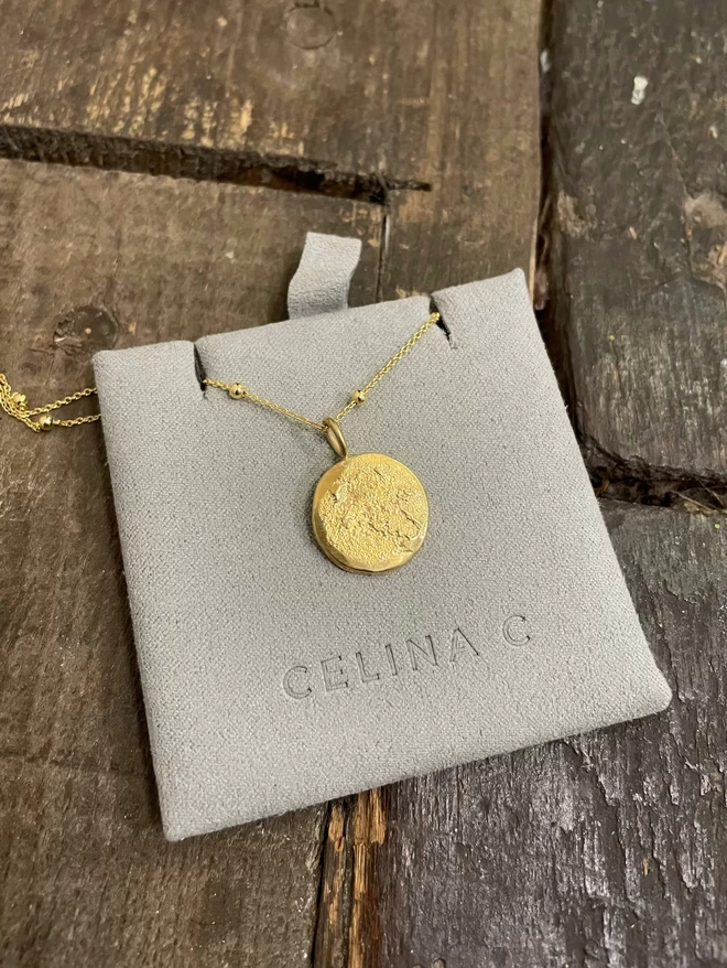 Celina C Jewellery Handmade Sterling Silver Gold Plated Love you to the moon and back sandcast pendant necklace