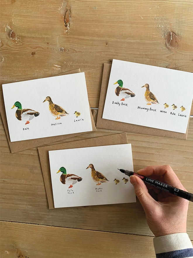 Personalised Duck Family New Baby Card