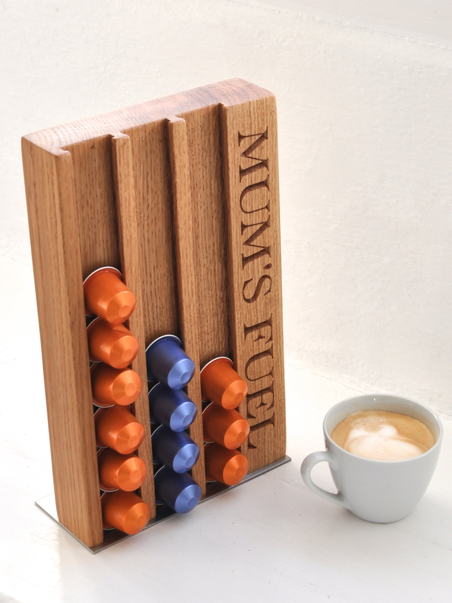 Personalised coffee pod rack for a mum