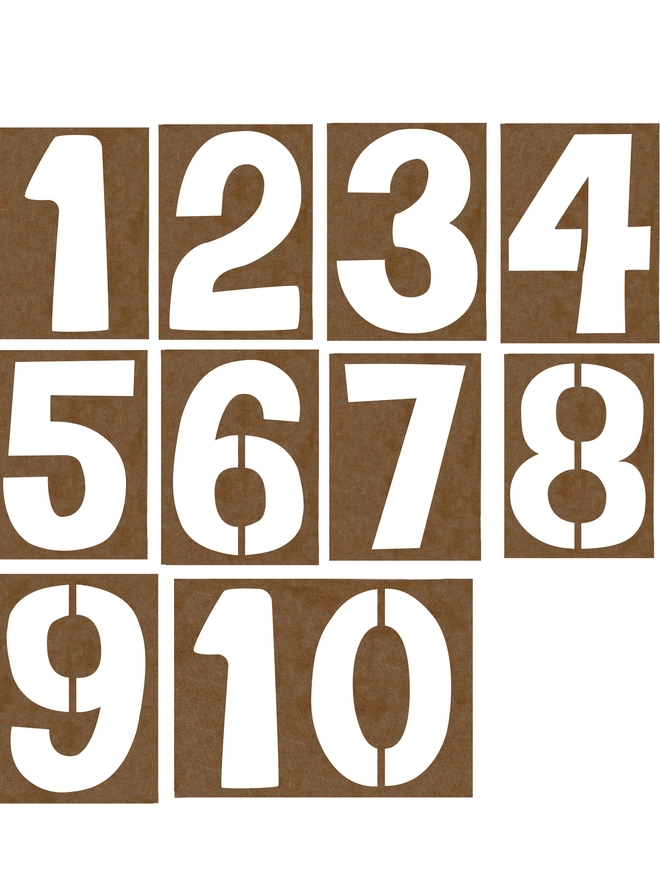 Non plastic stencils numbers one to ten