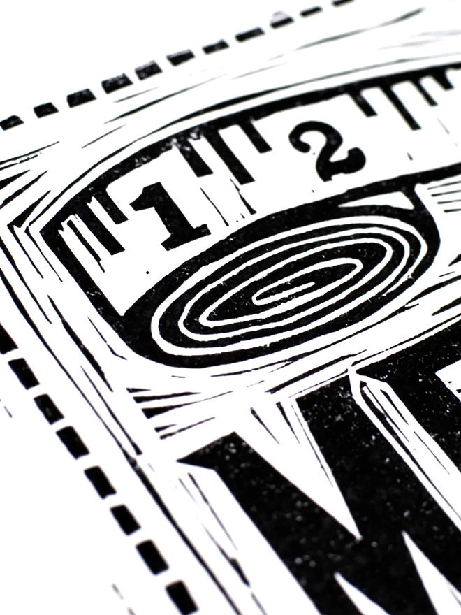 detail of black and white sewing print tape measure