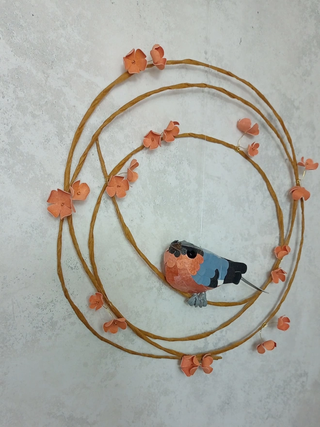 Side view of a bullfinch wall hanging.