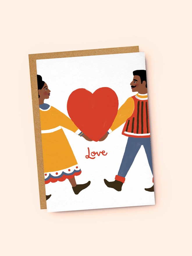 Colourful Couple Love Heart Valentine's Card