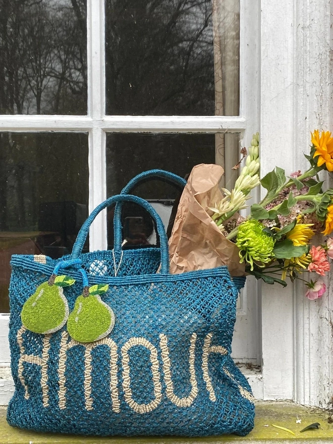 Amour blue tote bag