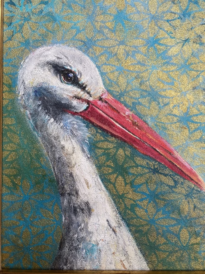 White stork painting 