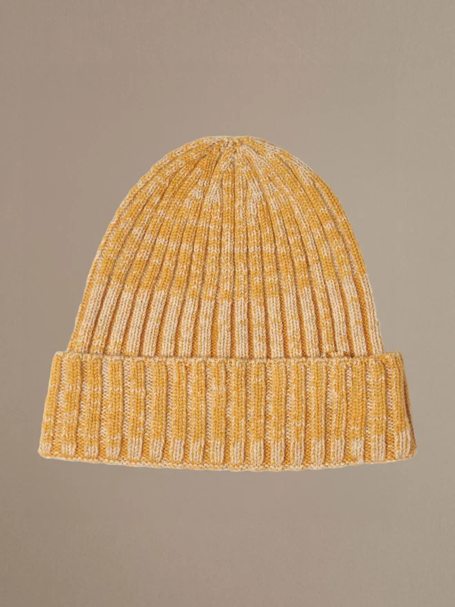 British Made Merino Wool Beanie Hat in Yellow
