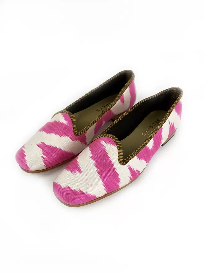Pink Ziggys Ikat Silk Flat Shoe 