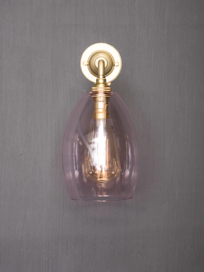 Small Bertie Pink Brushed Brass Wall Light  Brass