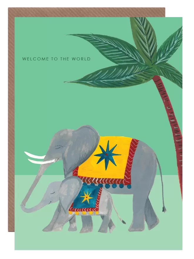 Elephant Mother And Baby Card