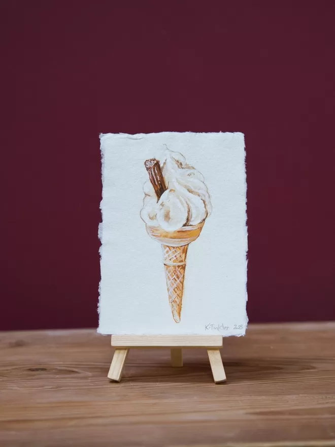 Katie Tinkler illustration of a 99 flake seen against a dark purple background.