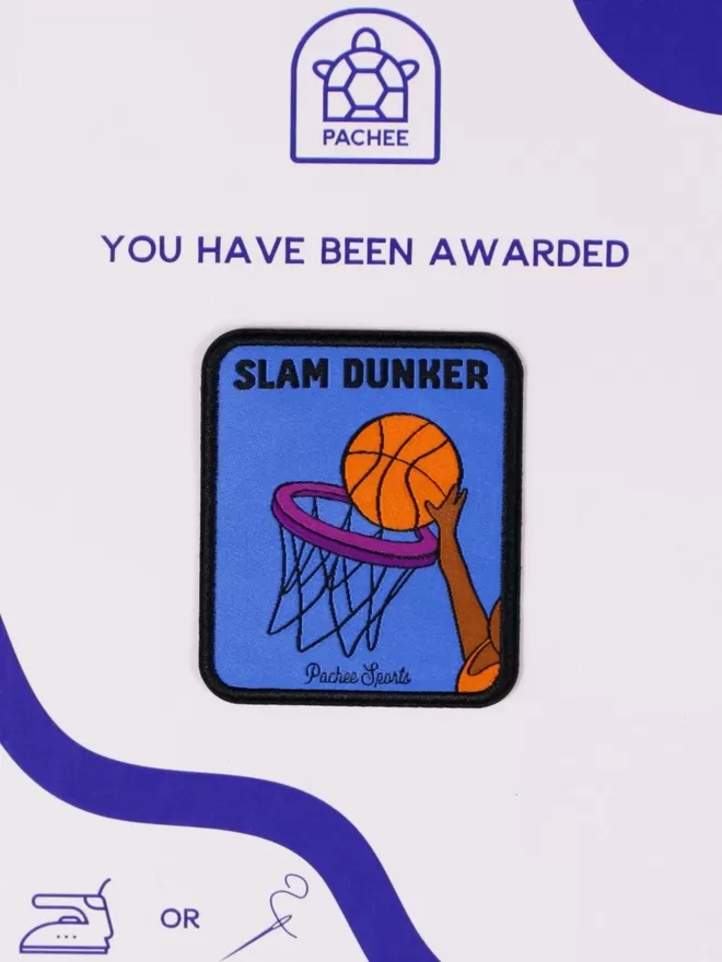 The Slam Dunker patch seen on the blue and white Pachee gift card.