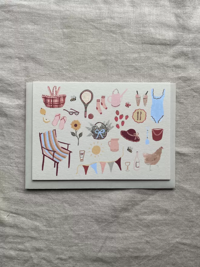 greetings card with all the things you'd need for a perfect summer day 