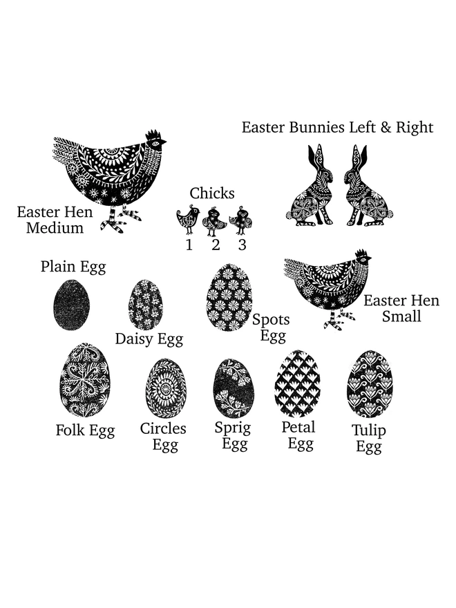 Easter Hen and Easter Egg stamps