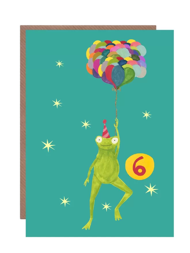Age 6 Magical Party Frog Birthday Card
