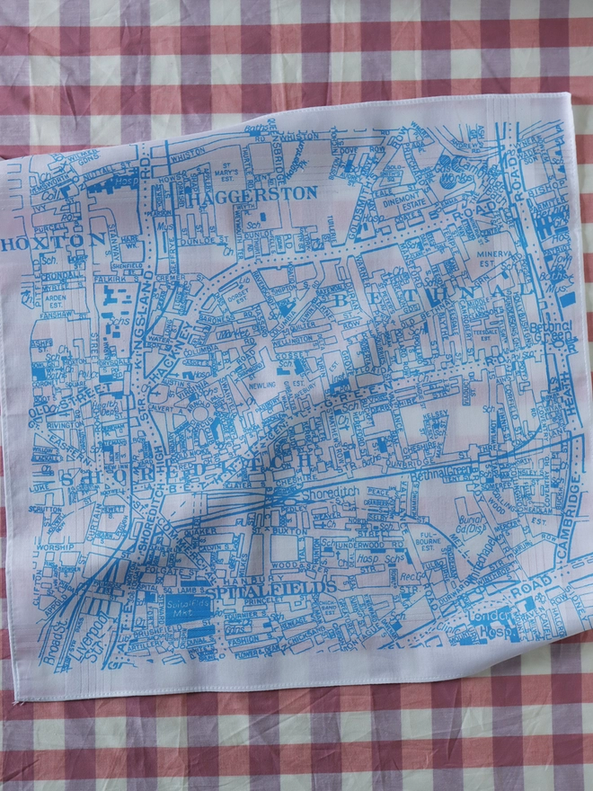 Mr.PS East London handkerchief printed in sky blue