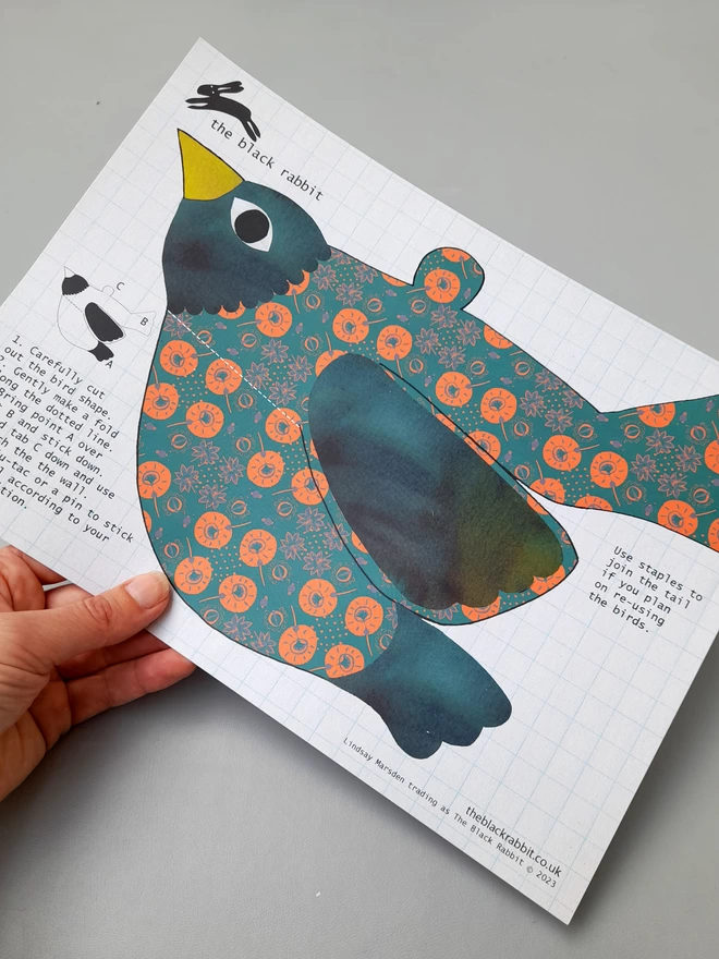 The printed bird ready to make