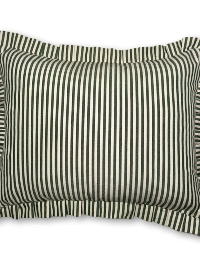 Personalised Green Candy Stripe Cushion With Frill