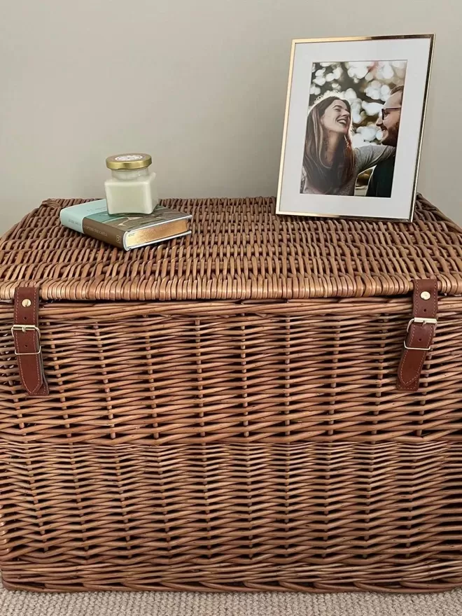 Large hamper without personalisation used as a table