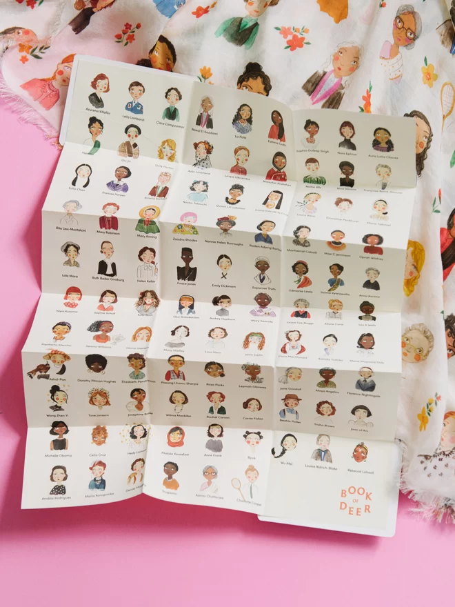 The fold out guide naming all the portraits featured in the iconic women print