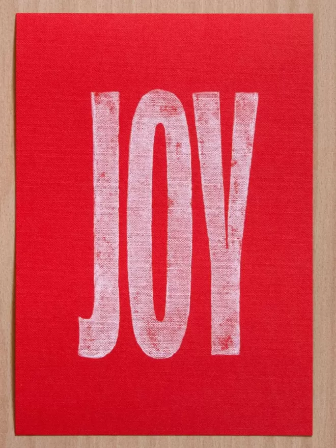 Red Joy Linocut Print