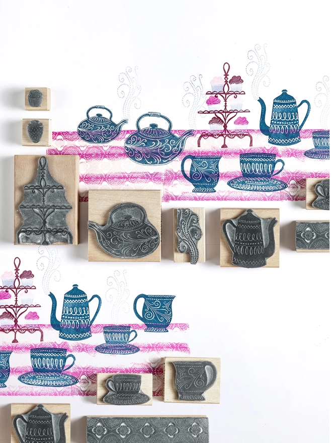 tea cup rubber stamp