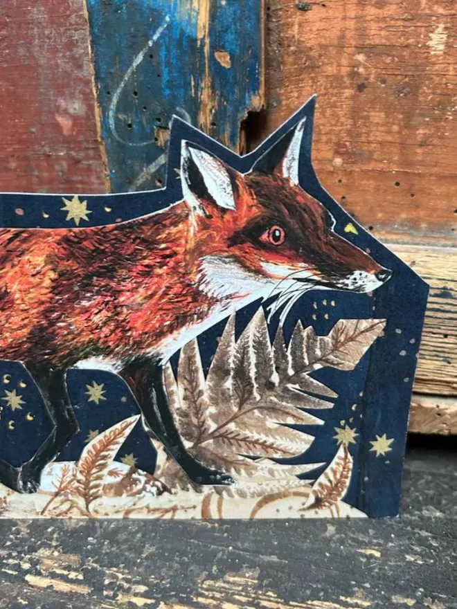 Night Fox Die Cut Greeting Card