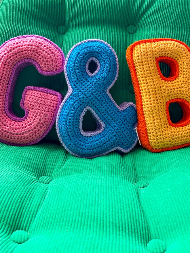 personalised hand crocheted cushions for couples
