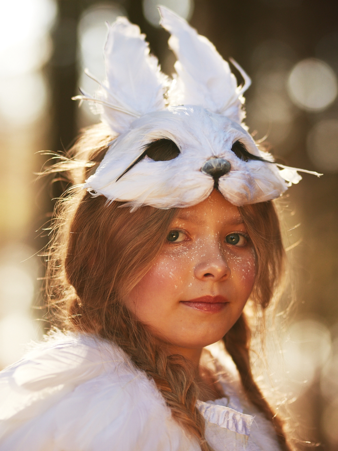Kids Luxury White 'Wonderland' Rabbit Mask