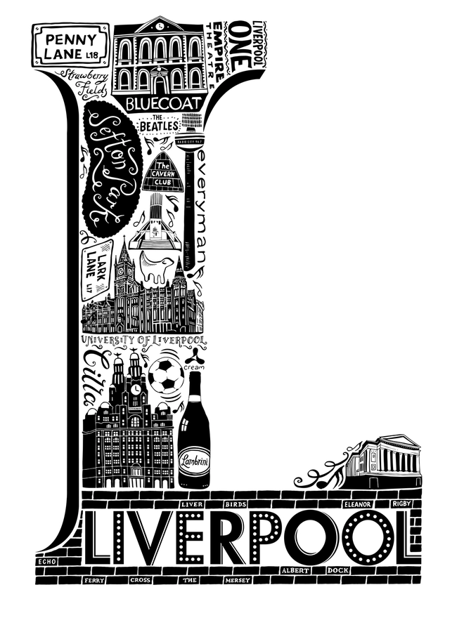 liverpool Monochrome typographic artwork