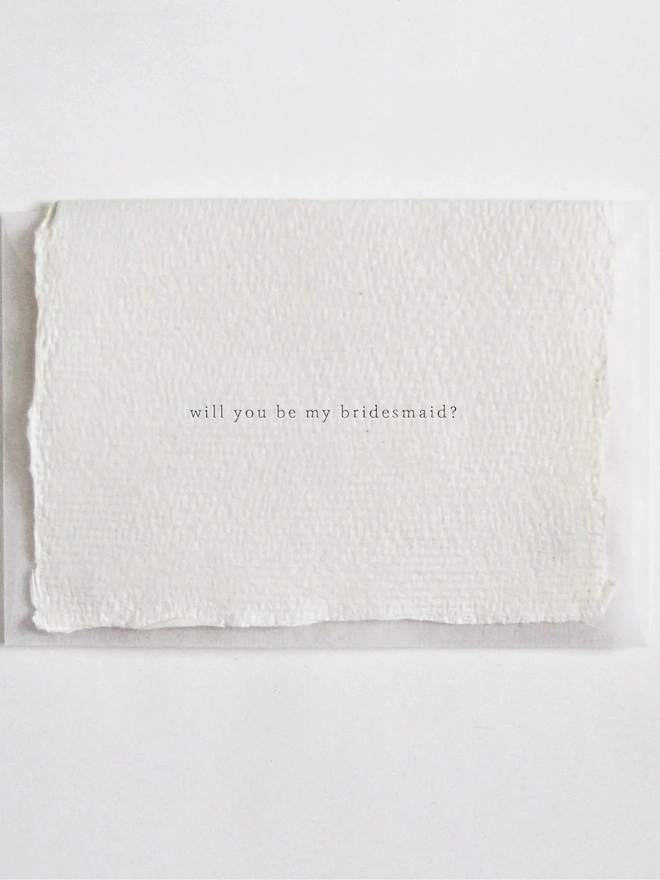 Will You Be my Bridesmaid?', Letterpress Mini Card 