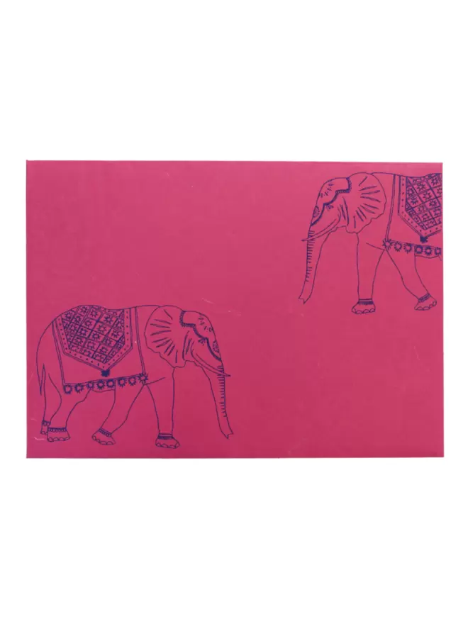 Back of envelope that shows 2 matching elephant drawings 