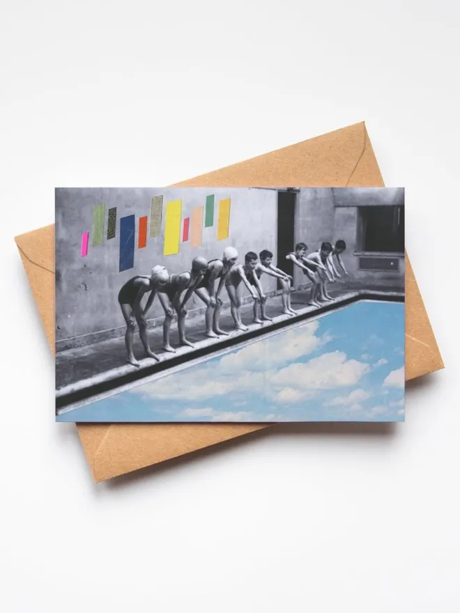 Swimming Pool Greetings Card - Sky Dive