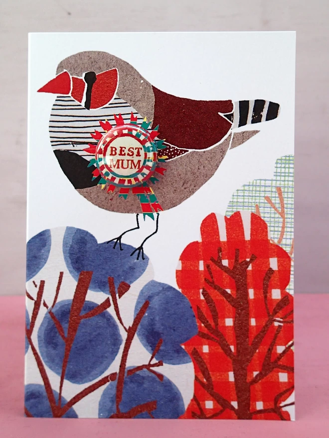 Finch bird best mum mothers greeting card