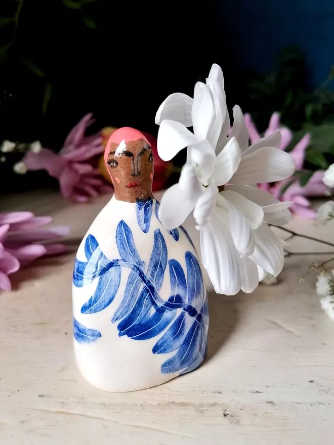 Yolanda ceramic unique hand painted flower holder