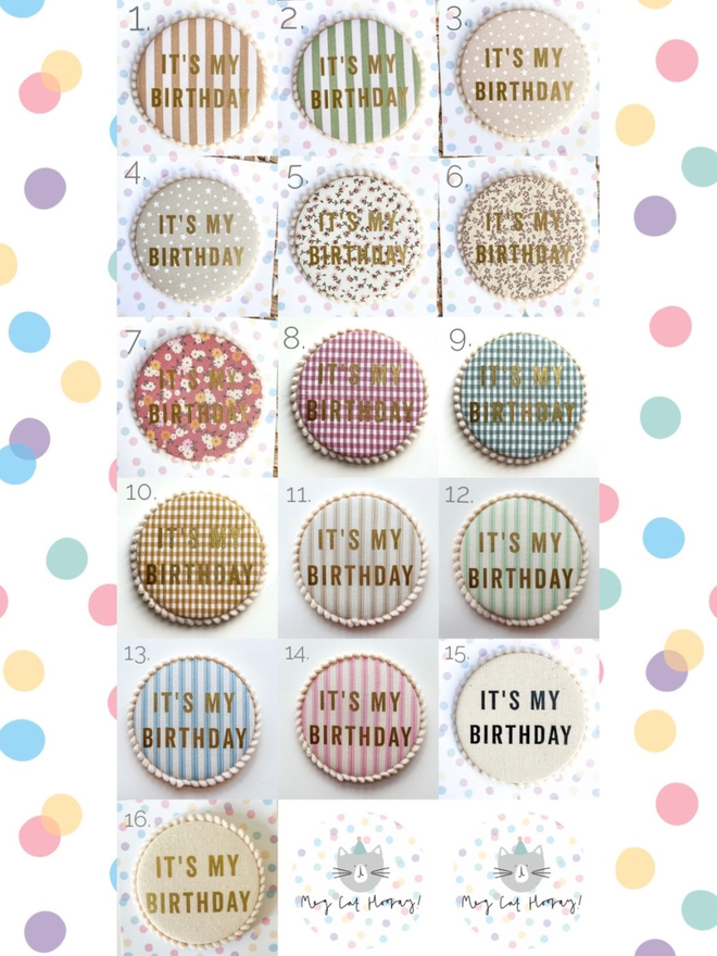Fabric  Options for Fabric Birthday Badges