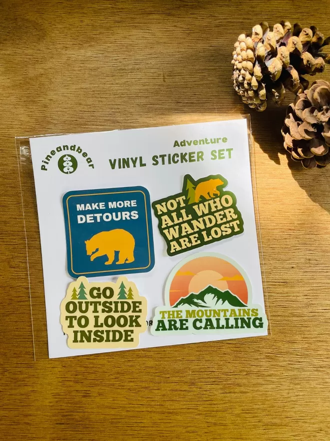 Adventure sticker set of 4 vinyl stickers