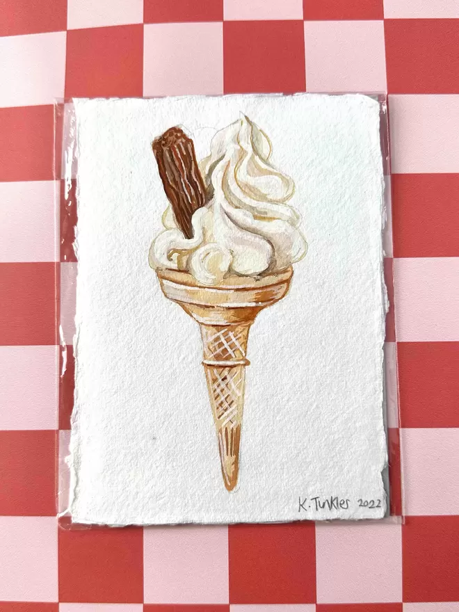 Katie Tinkler illustration painting of a 99 flake ice cream