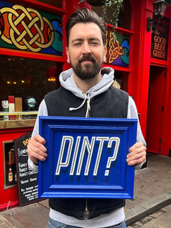 Pint Blue Painted Sign