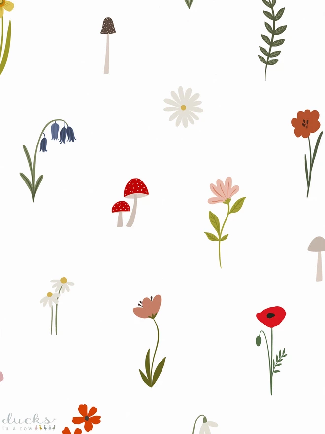 Forest Flowers Wallpaper Print
