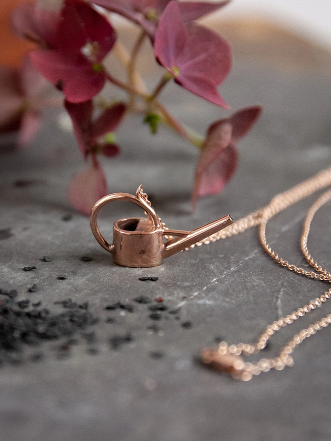 9ct Rose Gold Indoor Watering Can Necklace