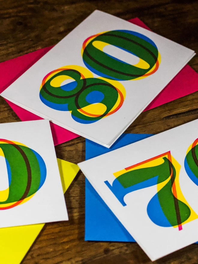 80th Birthday Typographic Letterpress Card