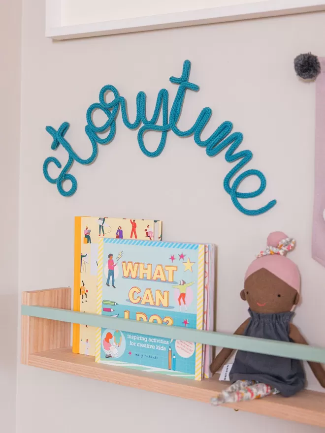 storytime knitted sign for kids