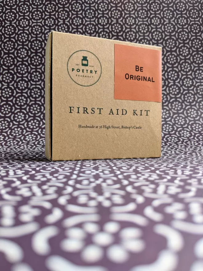 Cardboard Be Original First Aid Kit on patterned paper