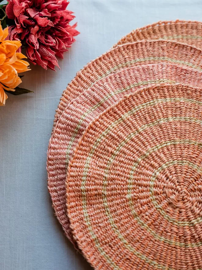 Woven Placemat in pink and natural
