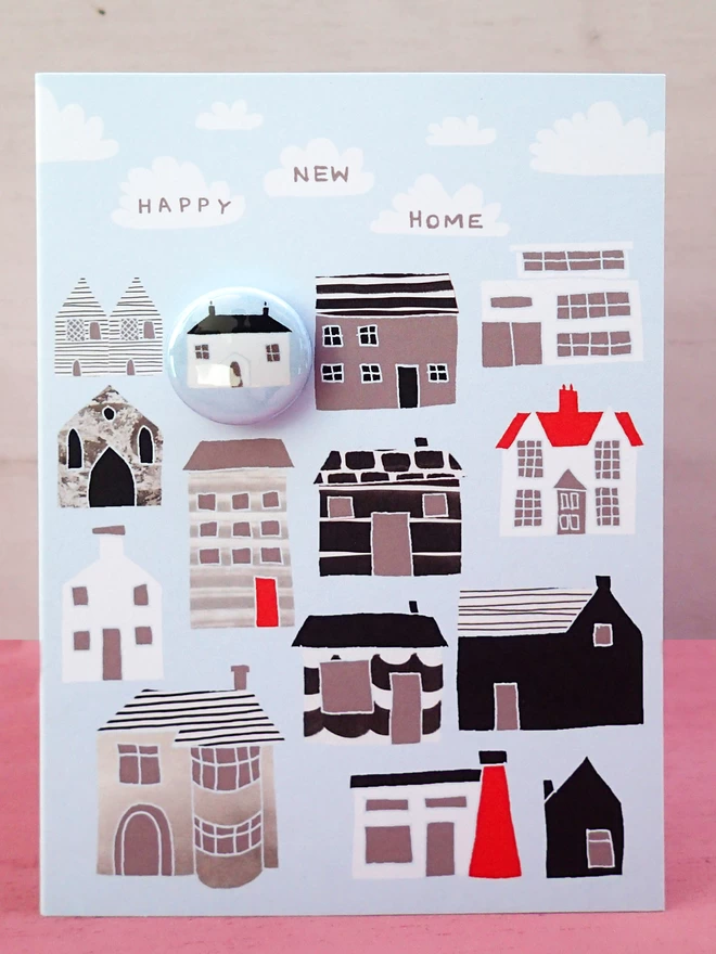 New Home Houses Greeting card with badge