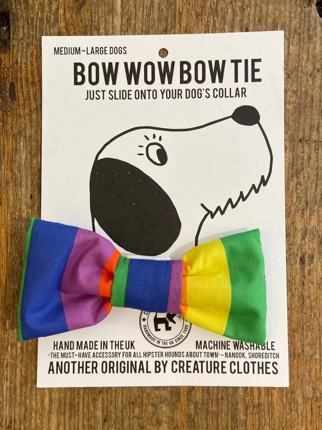 Rainbow Stripe Pride Dog Bow Tie