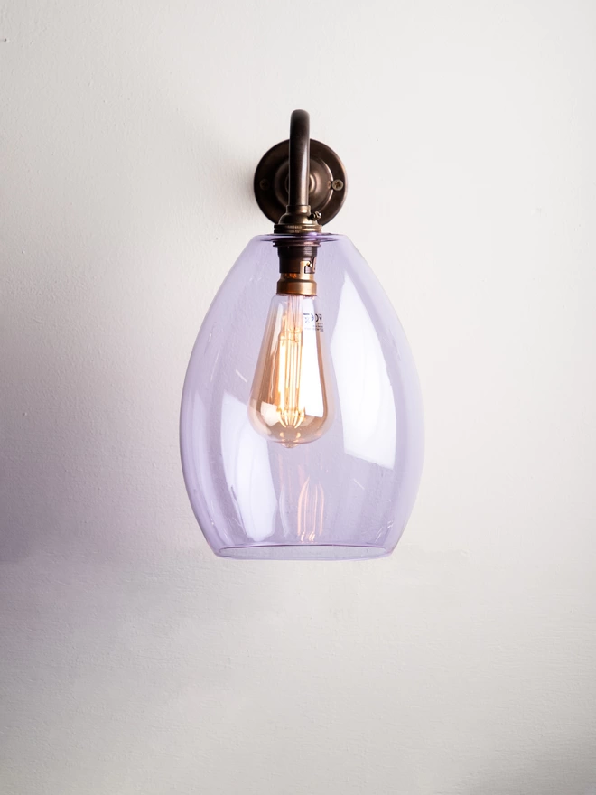 Medium Lilac Glass Bertie Wall Light In Old English 