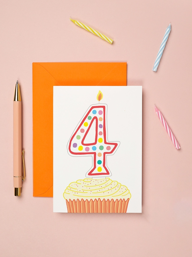 Colourful gender neutral fourth birthday card