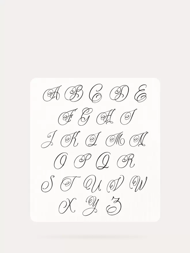 Alphabet card showing monogram letters