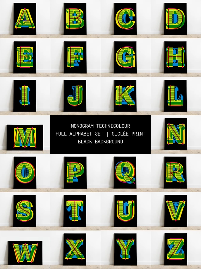 Monogram Technicolour | Full Alphabet Set | Giclée Print